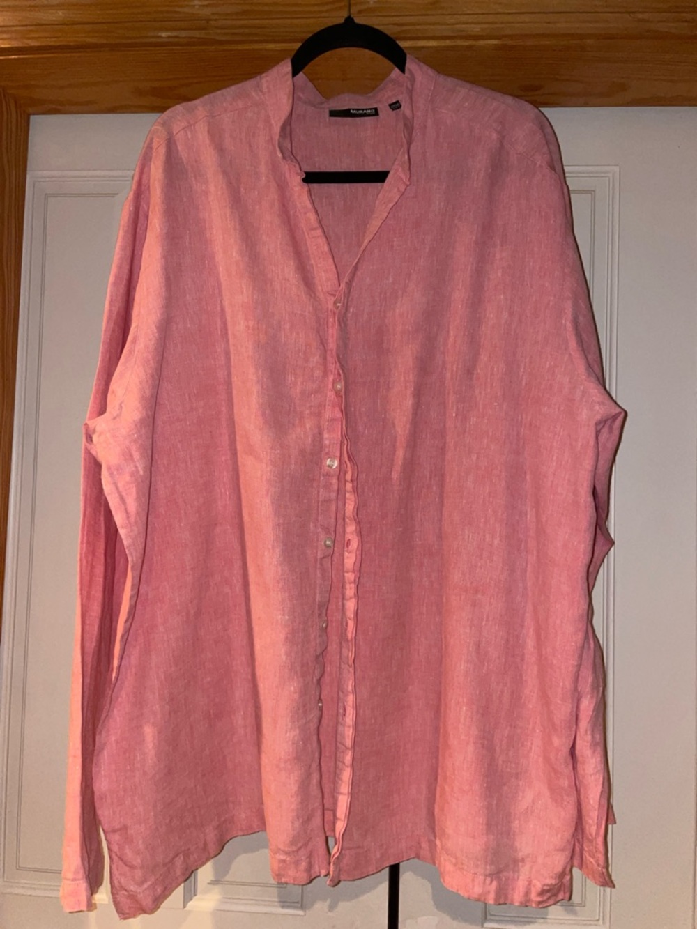 Murano Pink Linen Button-Front Blouse